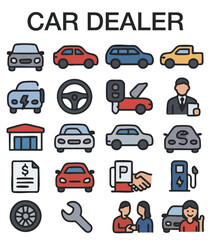 Obraz premium Car Dealer and Automotive Icons