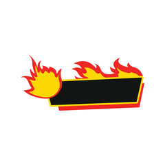 Fiery Black Banner with Red and Yellow Flames.