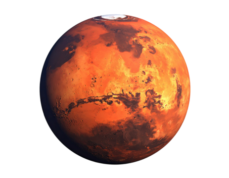 A close-up view of Mars