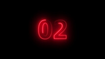 2 number neon bright red color animation on black background 4k video. - Powered by Adobe