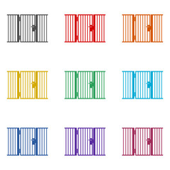 Metal fence icon isolated on white background. Set icons colorful