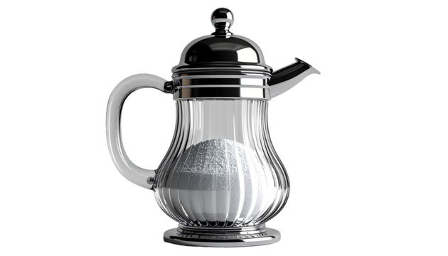 Elegant, clear glass sugar pot