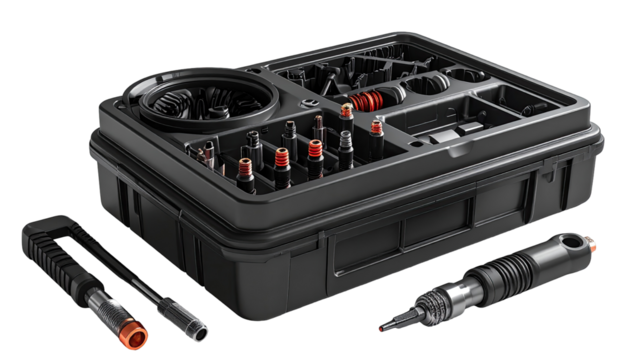 Close-up of a black tool kit