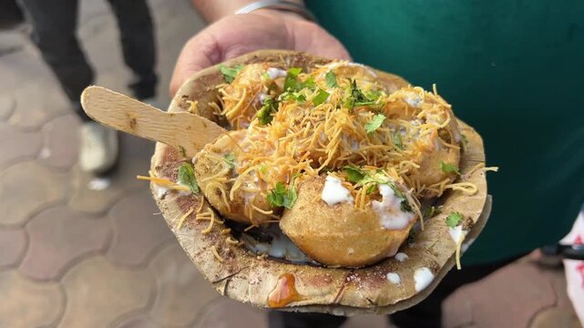 Special dahi puchka sold in the streets of Kolkata, India