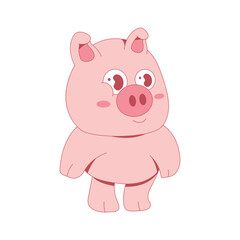 Cute Pig Mascot Character Cartoon Illustration