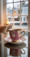 Elegant teacup with window view