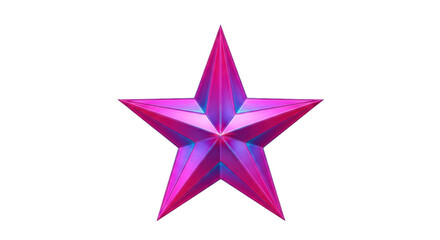 Isolated magenta star shape with blue gradient highlights, decorative element or symbol