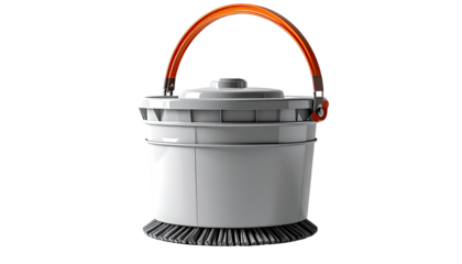 White cleaning bucket with orange handle
