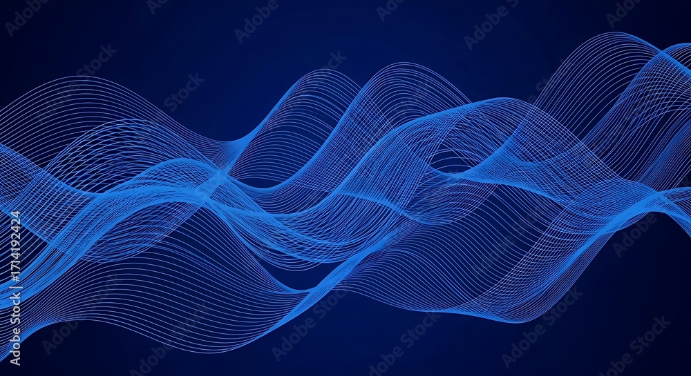 Poster abstract blue wavy lines forming a dynamic sound wave pattern image photo