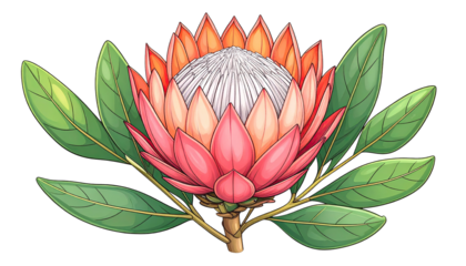 Vibrant king protea illustration
