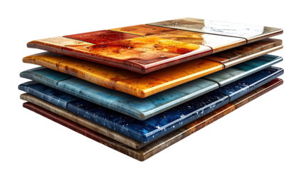 Stacked colorful tiles