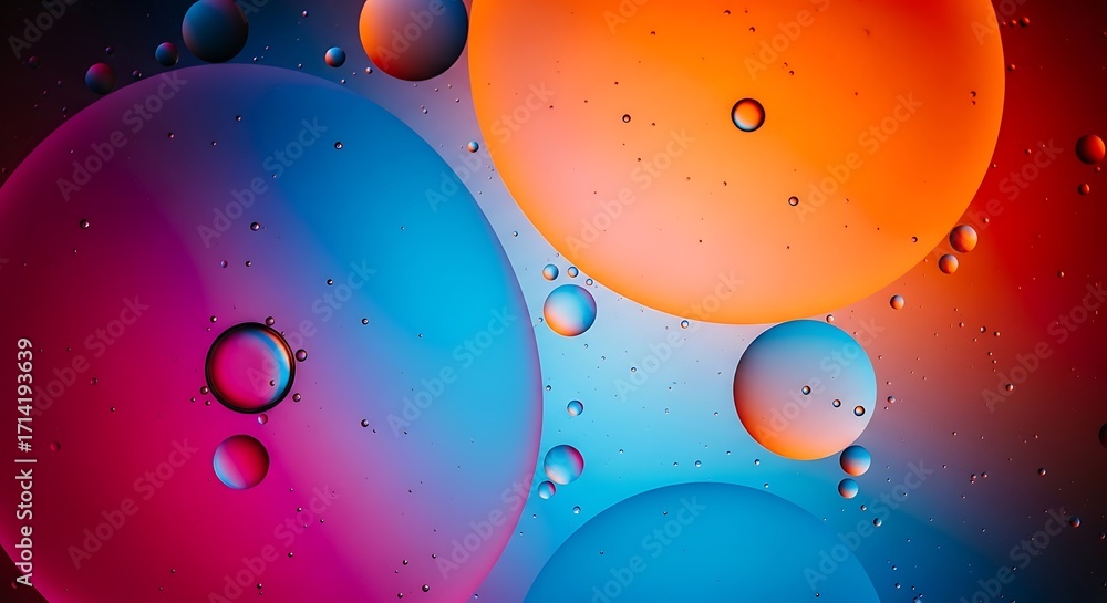 Canvas Prints abstract macro view of oil and water bubbles with vibrant colors image photo