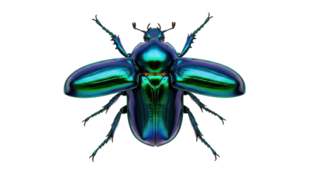 Isolated Jewel beetle or Calloides nobilis, a bright-colored insect on a neutral background