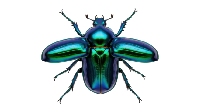 Isolated Jewel beetle or Calloides nobilis, a bright-colored insect on a neutral background