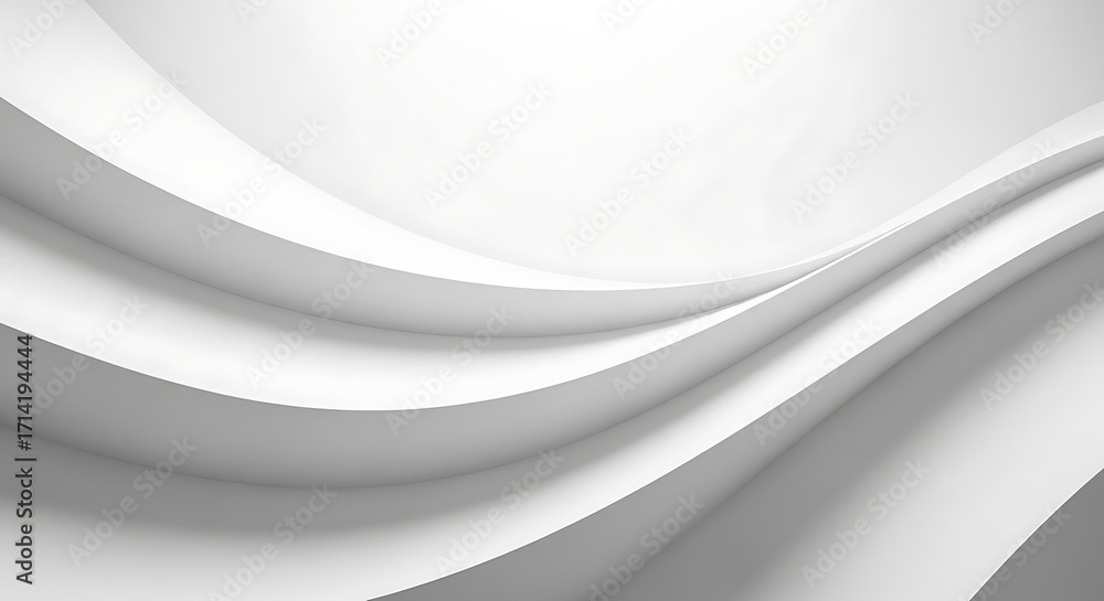 Poster Abstract White Wavy Layers Smooth Curved Background with Soft Shadows wave