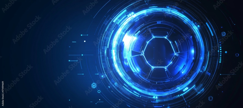 Poster futuristic shield dome sphere with geometric elements and cyber digital hud for tech design