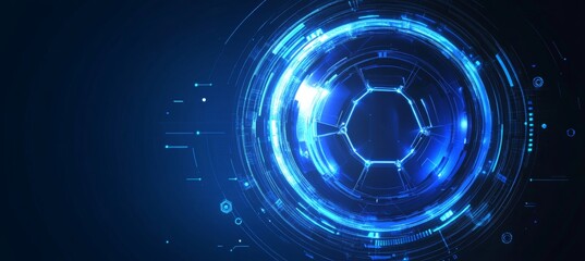 Futuristic Shield Dome Sphere with Geometric Elements and Cyber Digital HUD for Tech Design