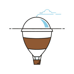 Hot Air Balloon Coffee Cup Minimalist Design.
