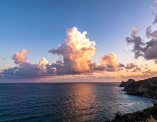 Dramatic sunset over tranquil ocean (1)