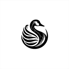 Elegant black swan silhouette logo design