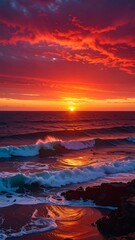 Dramatic sunset over the ocean