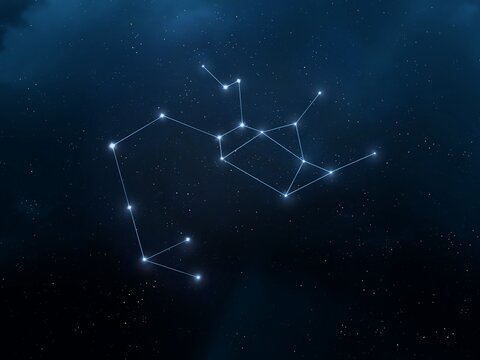 Sagittarius constellation in the sky. Zodiac sign on the background of stars. Astrological image.