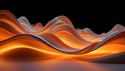 Fototapeta premium Abstract orange waves with a black background creating a calming and modern design