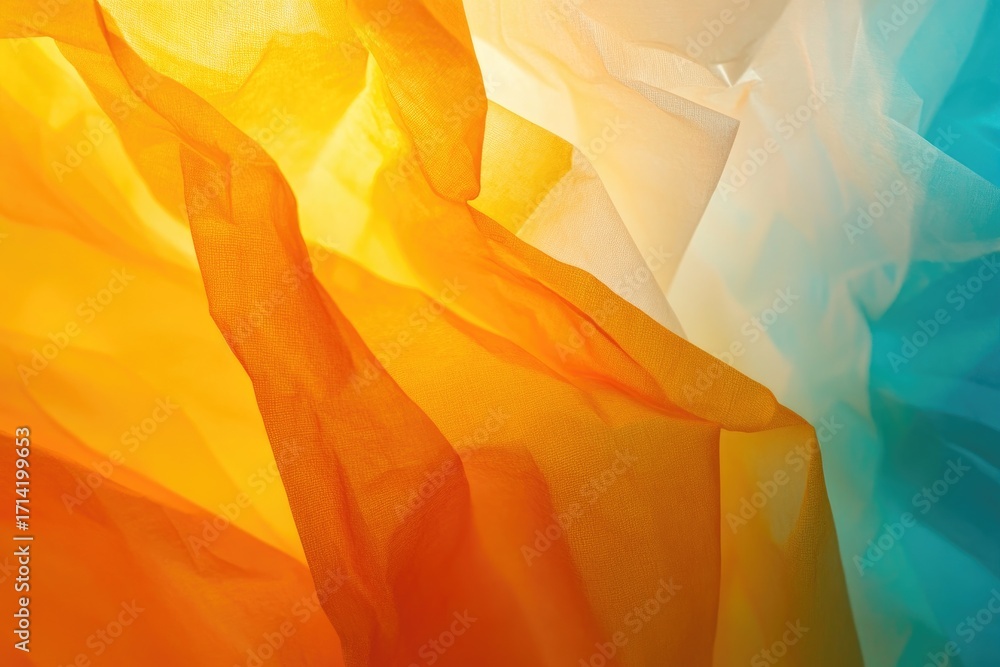 Poster crinkled paper with colorful gradient: pastel texture and abstract background