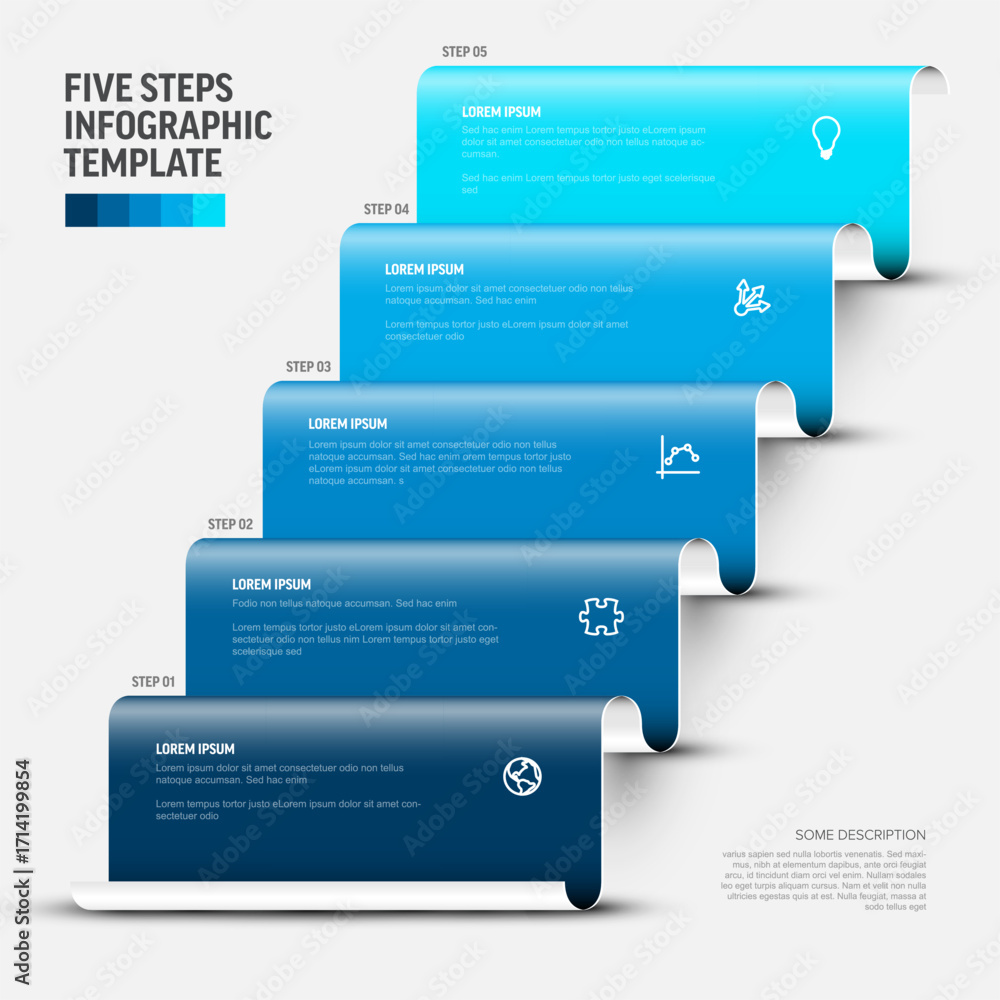 Aufkleber a visually appealing five-step infographic template, perfect for presenting steps or a process. this
