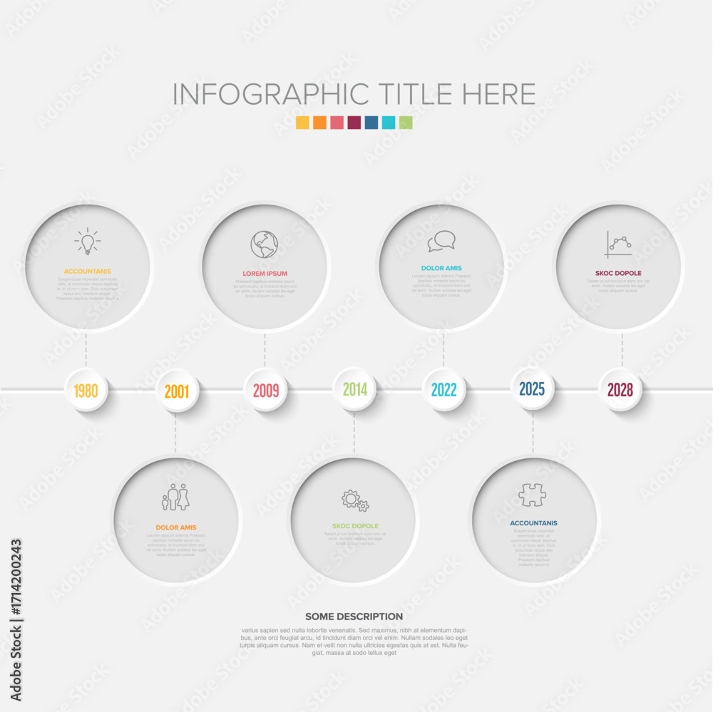Aufkleber a minimalist timeline infographic showcasing a process with milestones and data points. this clean t