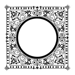 Decorative European frame vector illustration with unified black stylized patterns