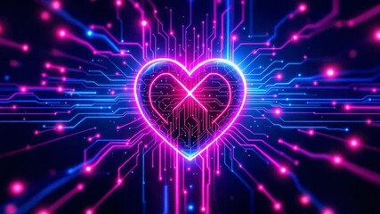 Digital heart in circuit - Powered by Adobe