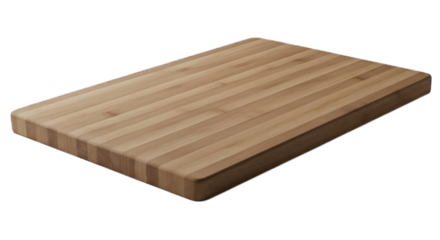Light wood cutting board with rounded edges on dark backdrop