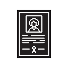 death certificate black line icon.