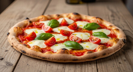 pizza with salami and tomatoes