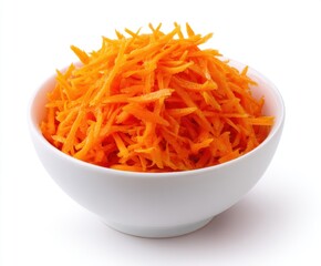 Raw grated carrots isolated on white with clipping path.