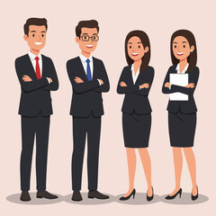 Modern Flat Style Diverse Business People Team Character Illustration