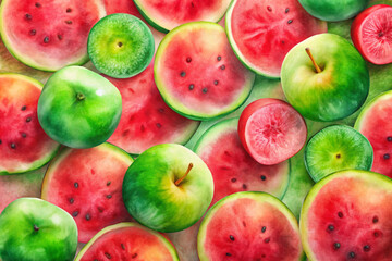 red and green apple