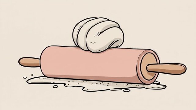 Dough rolling pinning illustration