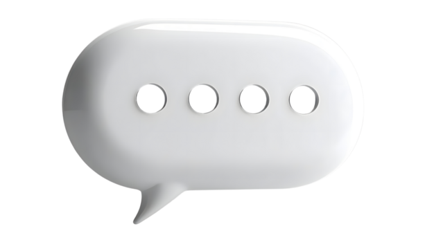 3D rendered, light gray speech bubble, isolated on white background.