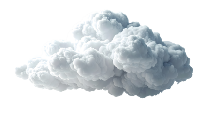 A fluffy, isolated cloud formation, rendered with soft, textured details, floating against a white background.