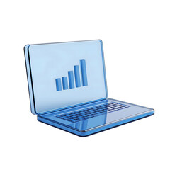 3d icon of  laptop displaying a graph