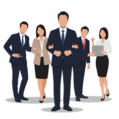 Flat Style Professional Teamwork Group of Business People Illustration