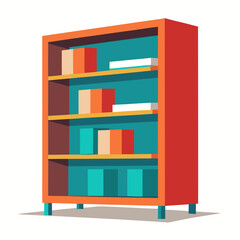 wooden shelves with books