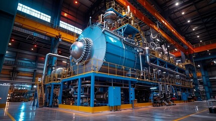 Fototapeta premium Industrial powerhouse, modern electricity generation plant illuminating progress