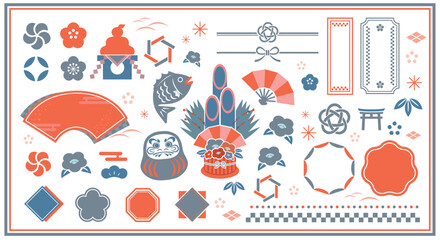 和柄モチーフのお正月デザインセット