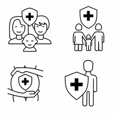 Vector art symbols set of health and medical line art icons 