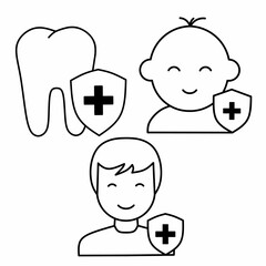 Vector art symbols set of dental health icons baby health and human health 