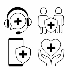 Vector art symbols icons set of health and family health symbols and health and medical icons