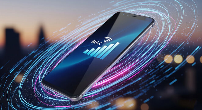 Image of next-generation 5G and 6G signal conditions with all smartphone antennas standing at maximum